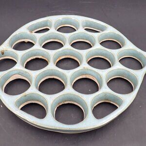 Honeycomb Pottery Trivet Teal Blue Color In the Style of Van Briggle